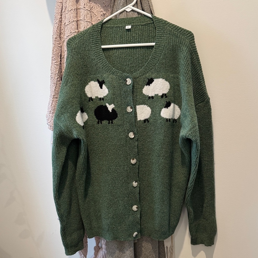 Green Sheep Pattern Sweater